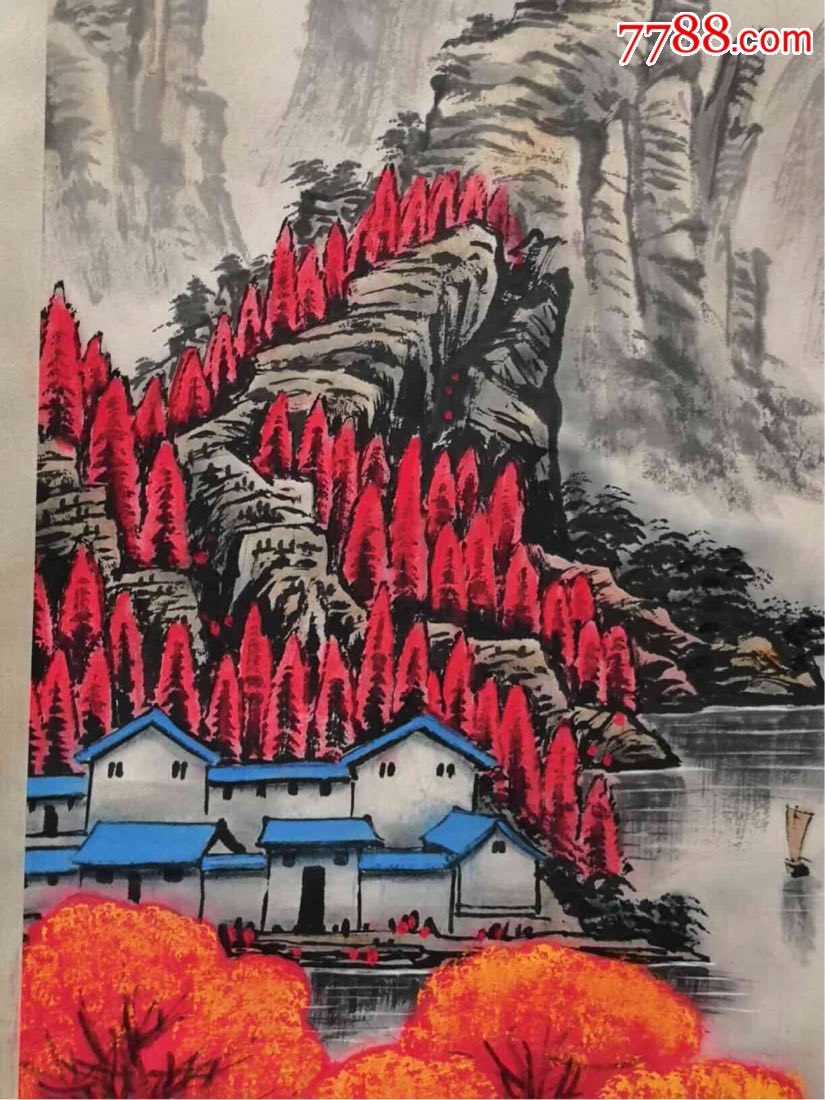 农村收来山水画一副