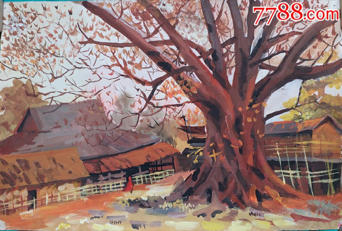 山水风景水粉画