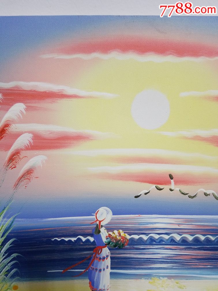 风景人物油画油墨画,画面唯美,带木框
