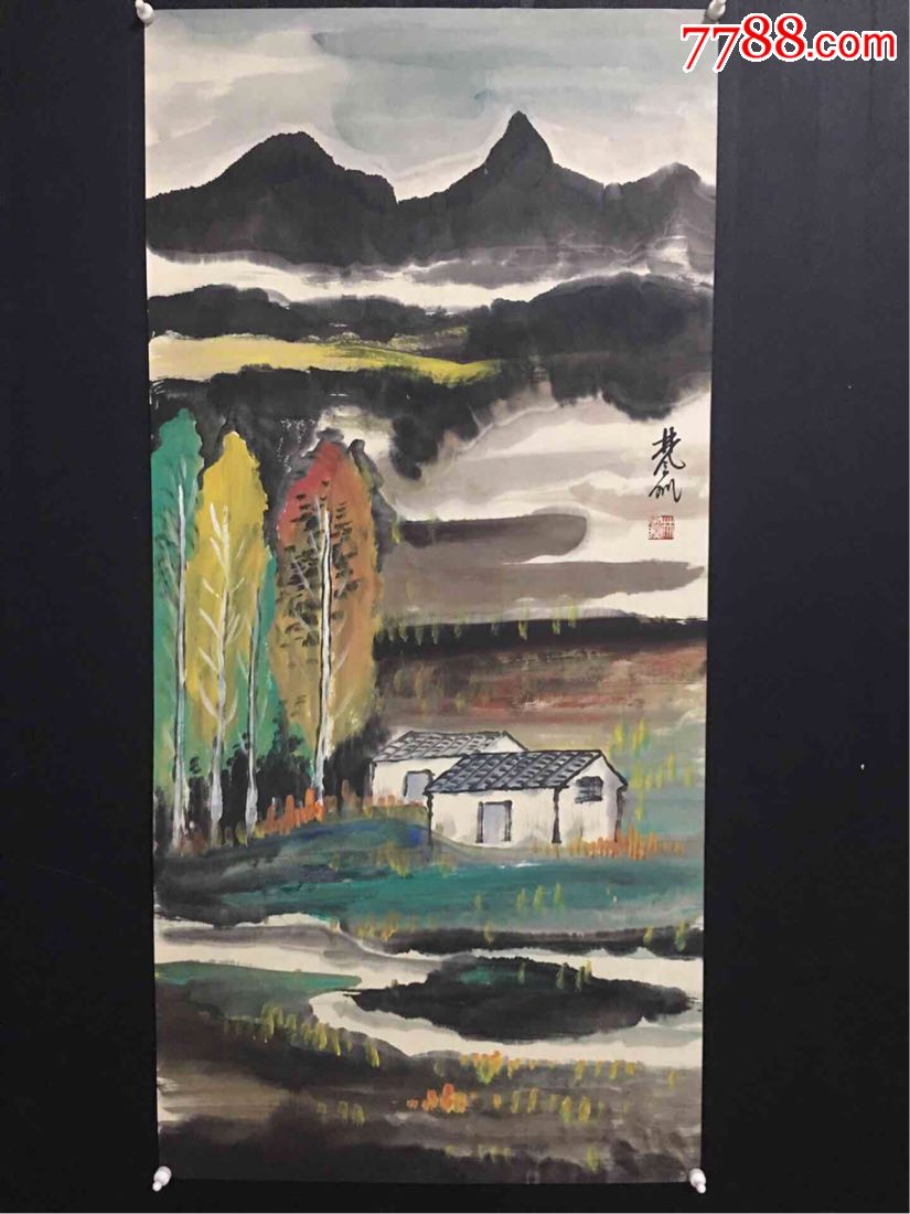 【林风眠】山水风景画,三尺纯手绘作品规格95x43厘米双层宣纸托裱