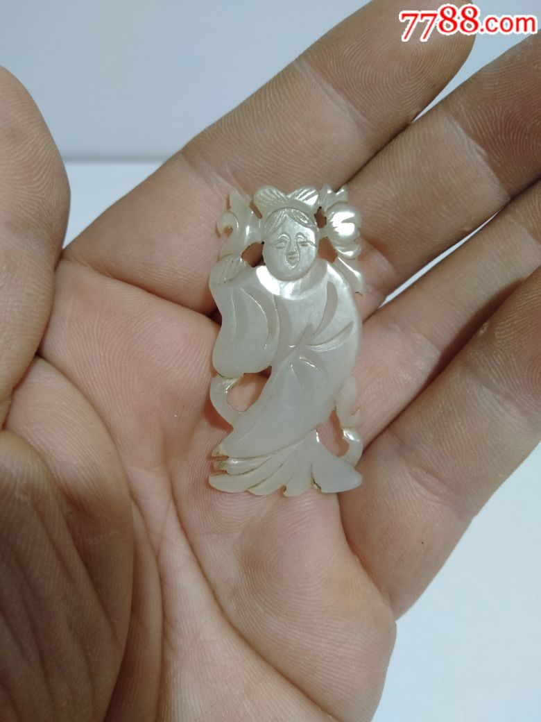 清代玉美人挂件.雕工一流,富贵人家之物,雕工精细,详情看图