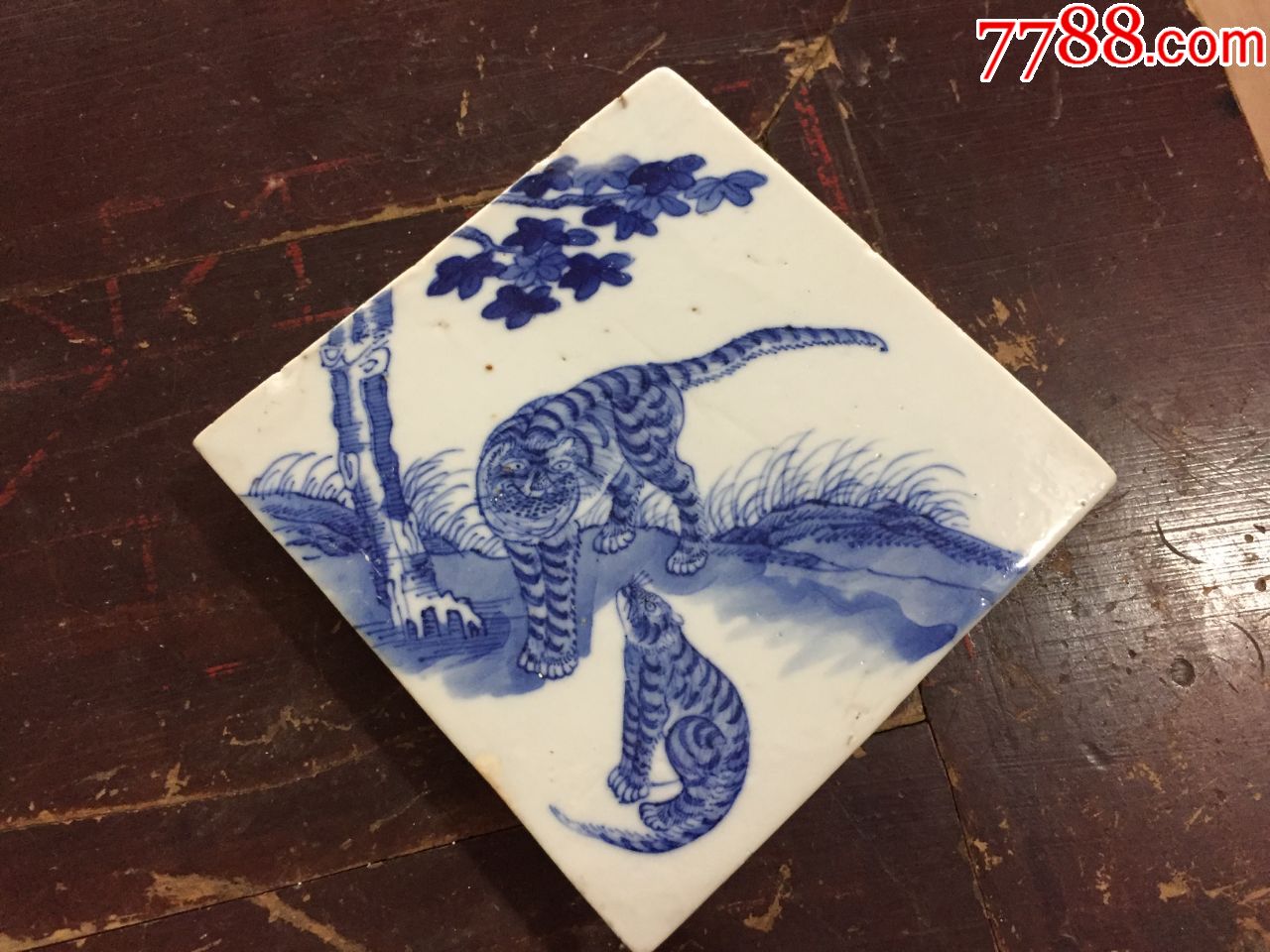 清代早期8块动物花草青花瓷砖画