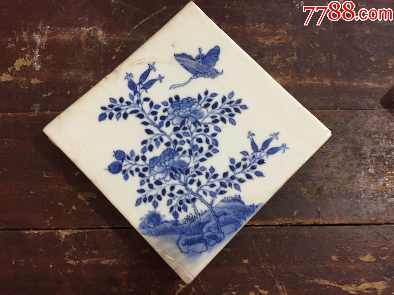 清代早期8块动物花草青花瓷砖画