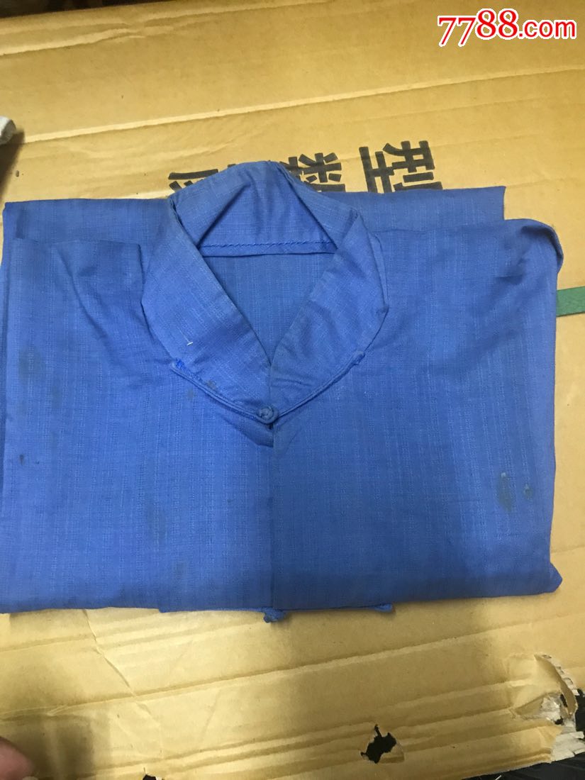 蓝布手工制作衣服-唐装-7788收藏