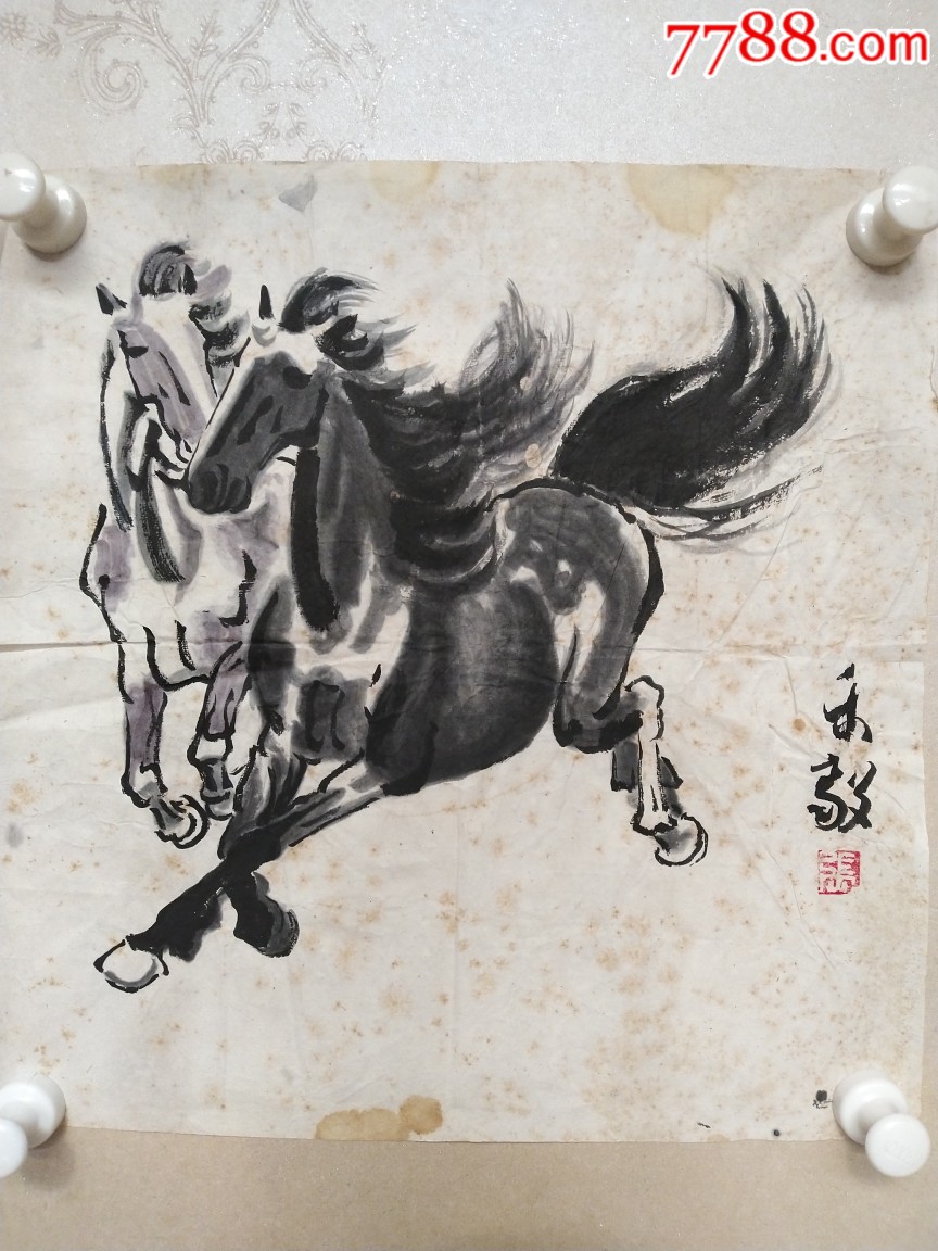 画马名家张乐毅老师早期精品,尺寸33/33,欢迎捡漏