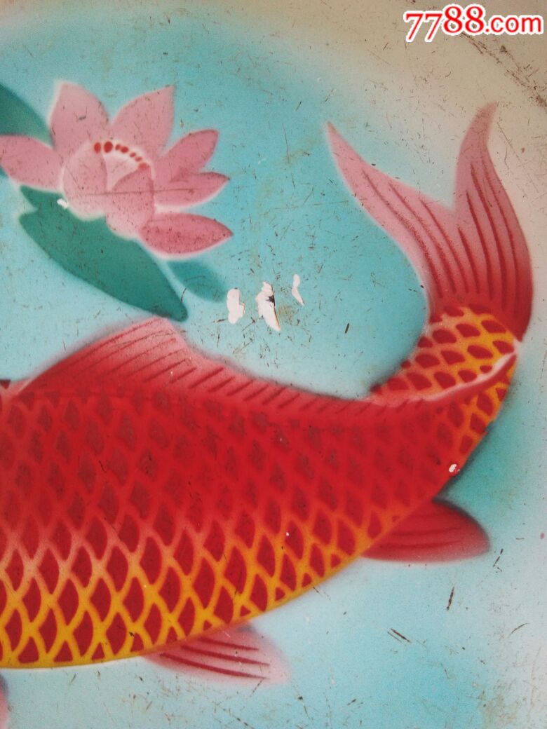 大红鱼搪瓷盘