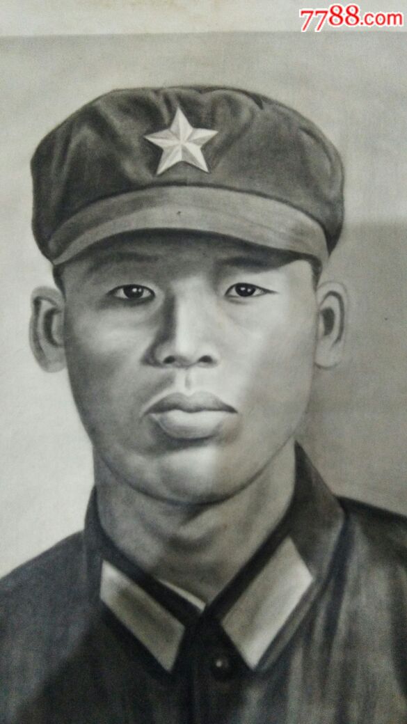 五六十年代解放军英雄人物肖像_素描/速写_义哥字画