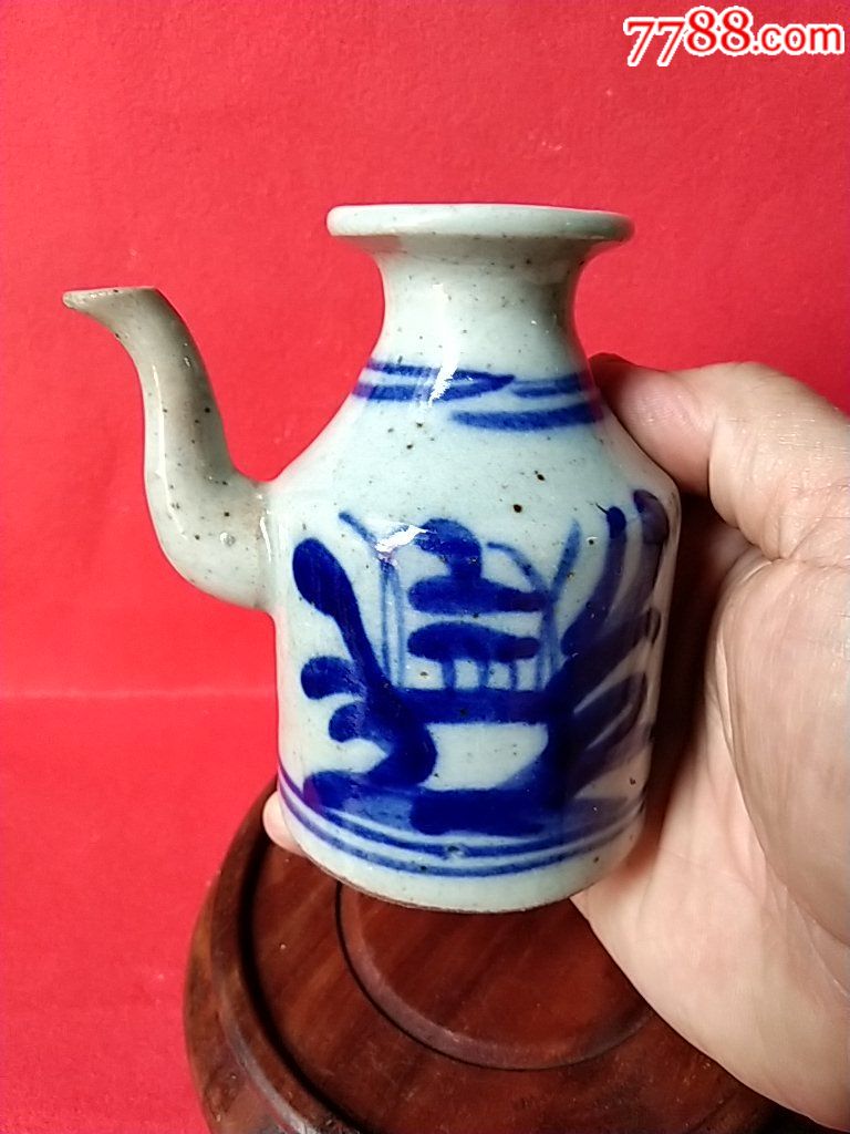 全品相清朝青花小酒壶_青花瓷_台山古玩【7788收藏