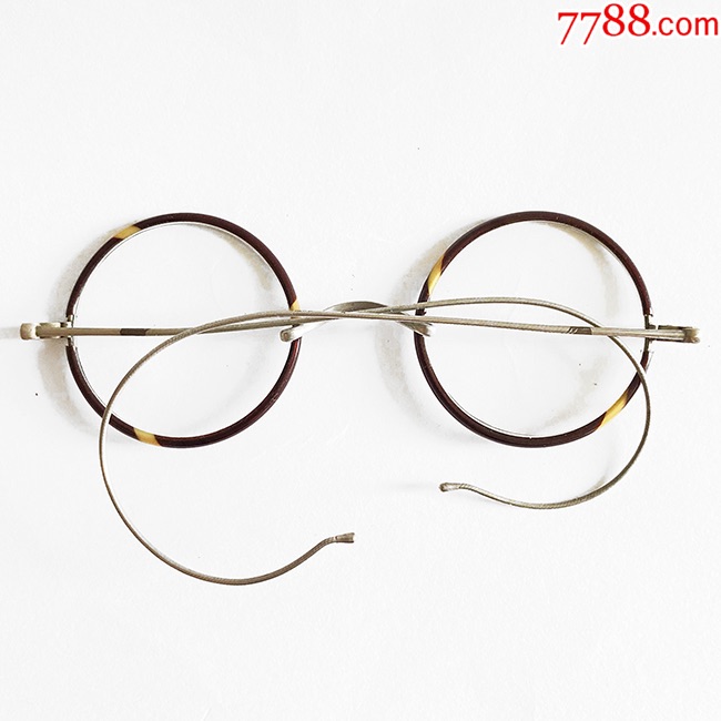西洋古董眼镜.1930年美国制.镍合框架.民国怀旧圆形小脸镜老古玩