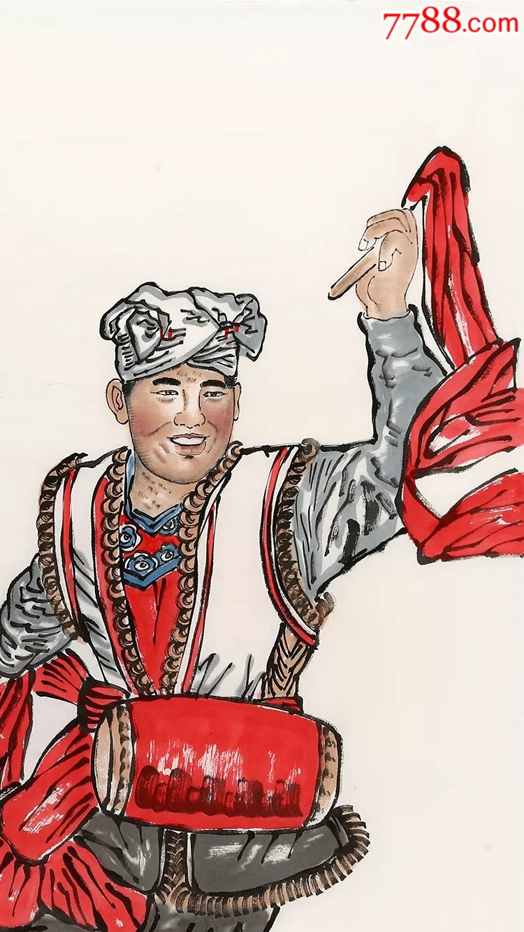 刘文西四尺人物【安塞腰鼓】赠画册收藏