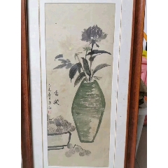 本市近现代著名花鸟画家,虞山五老之一"曹寿铭"老师精品花卉画镜框