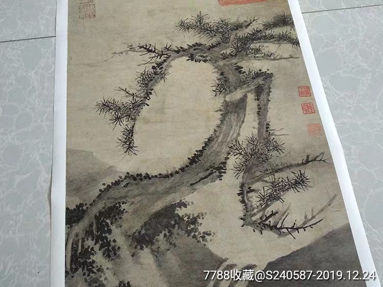 元四家吴镇松泉图国画花鸟原大临摹画稿装饰画