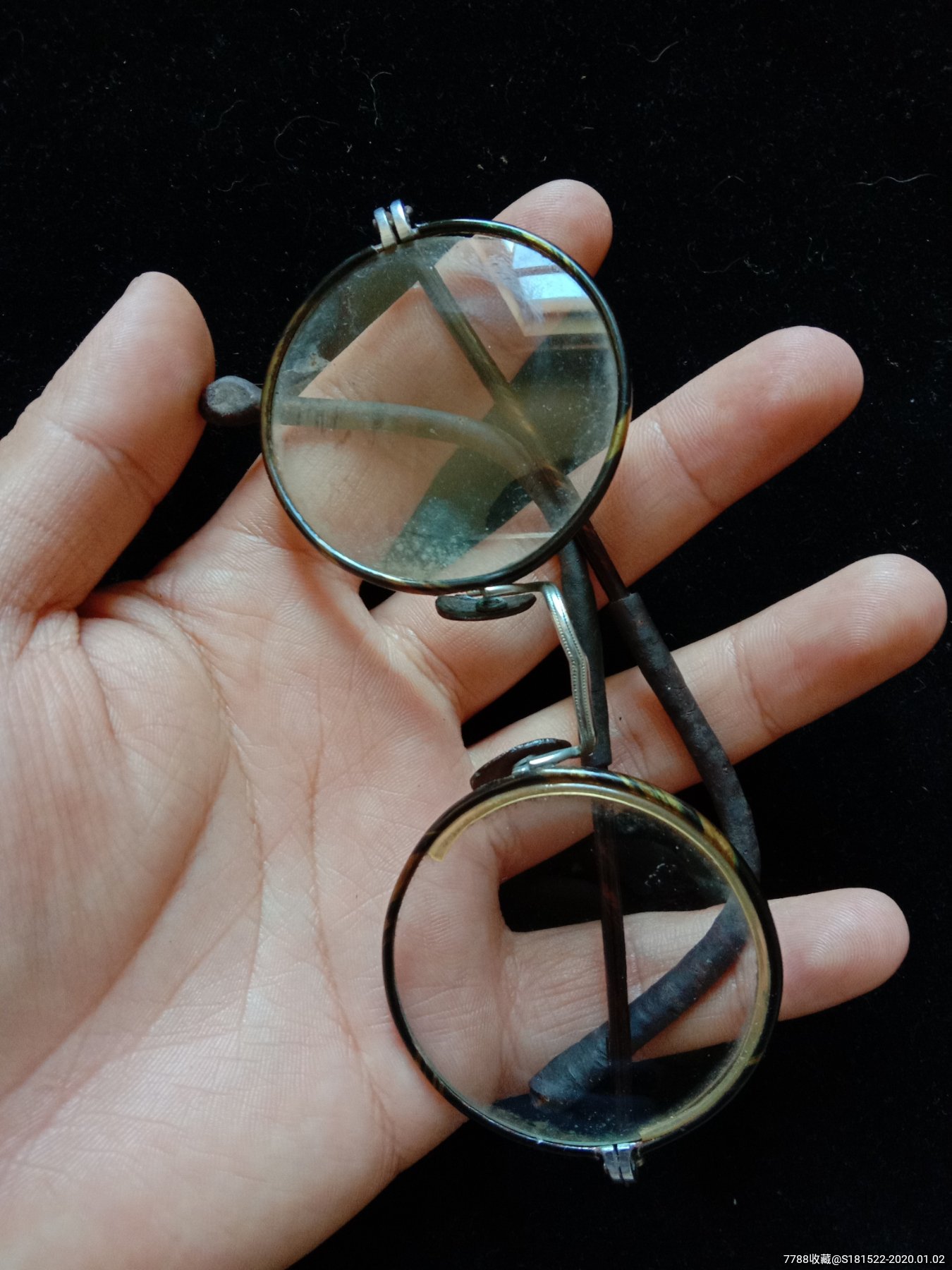民国老眼镜复古圆框眼镜玻璃眼镜收藏老物件