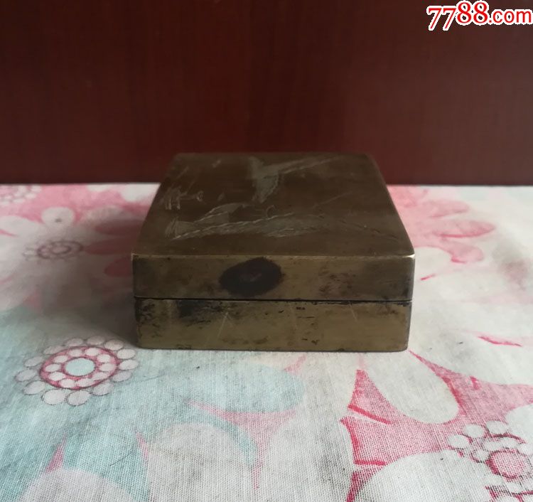 刻寒江独钓黄铜老墨盒