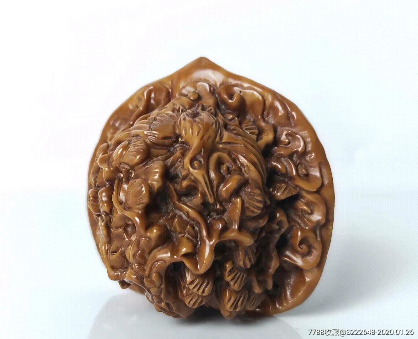 核雕核桃一对