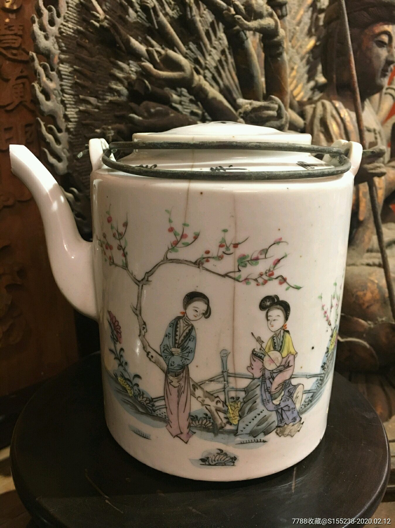 民国粉彩仕女提壶_彩绘瓷/彩瓷_怀古堂古玩收藏【778