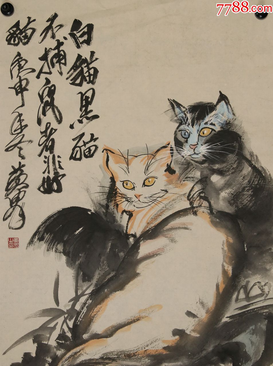 中国画艺术大师【黄胄】猫真迹