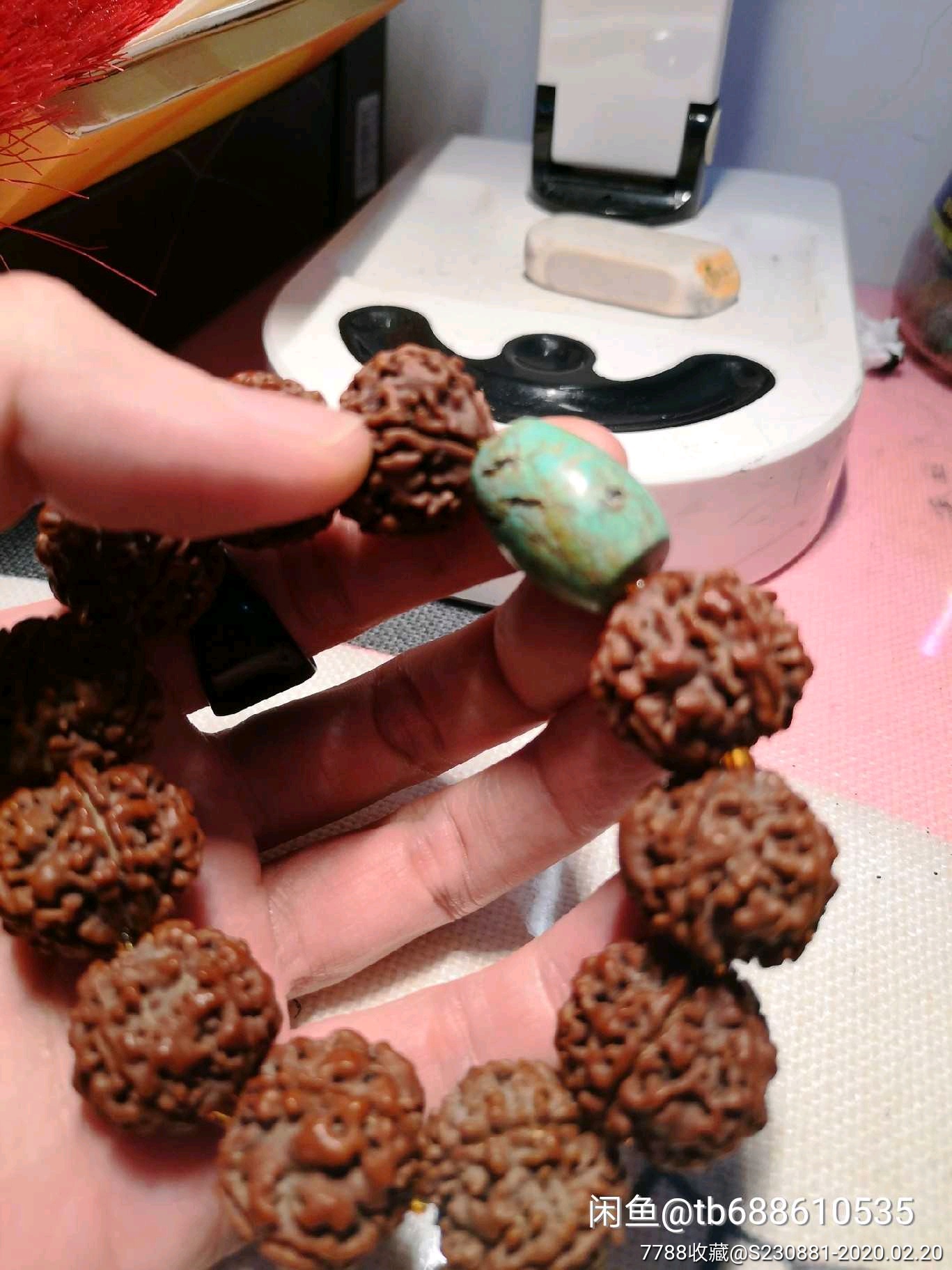 原矿绿松石配金刚手串