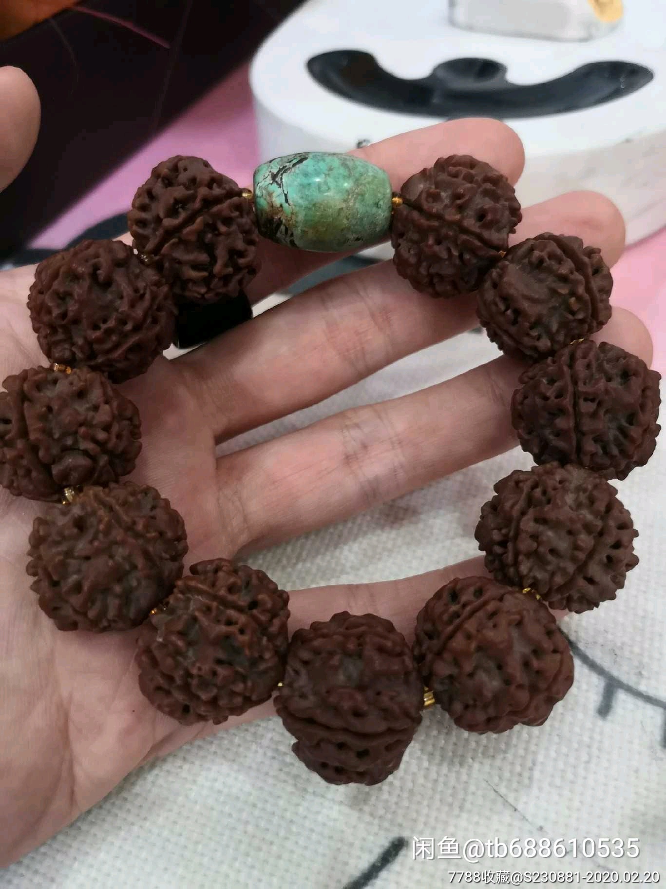 原矿绿松石配金刚手串