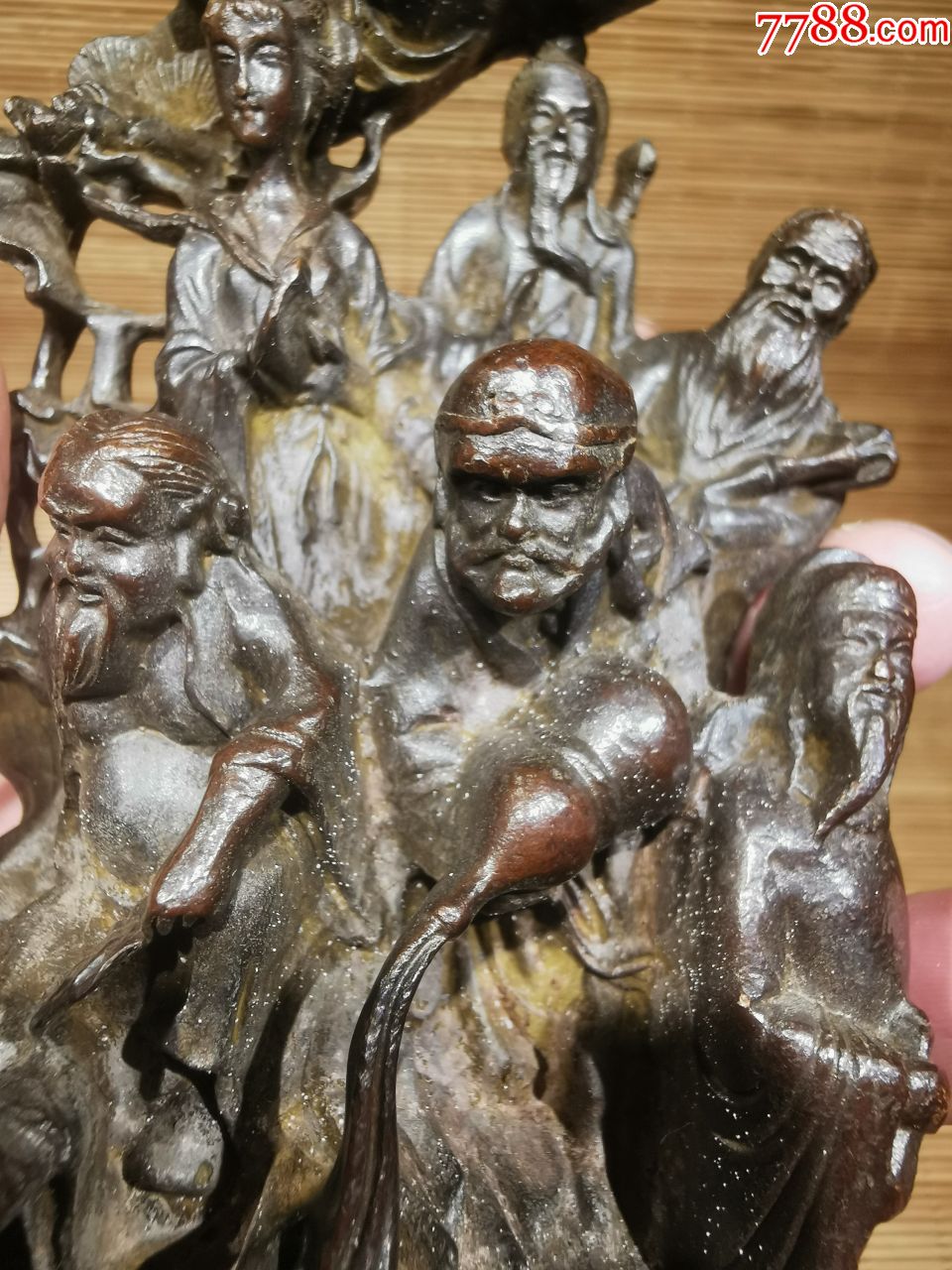 "八仙过海"人物铜铸雕塑,铸造精美,造像独特,重2.6斤