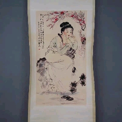 国画人物画古玩山水画中堂画名画餐厅客厅挂墙梅下美女图(au22455880)