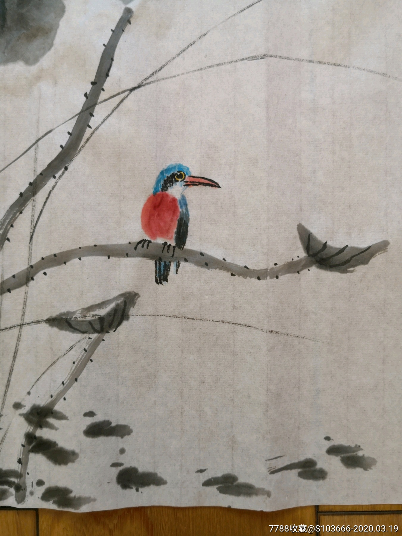 荷花翠鸟-花鸟国画原作-7788收藏__收藏热线