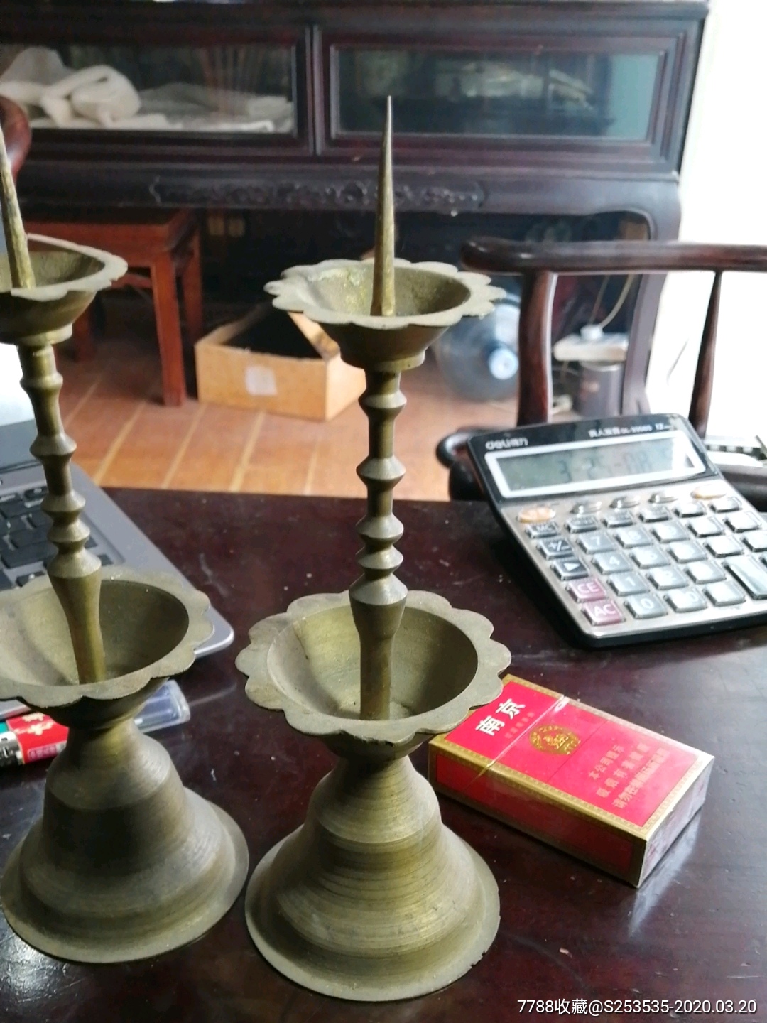 铜蜡台一对