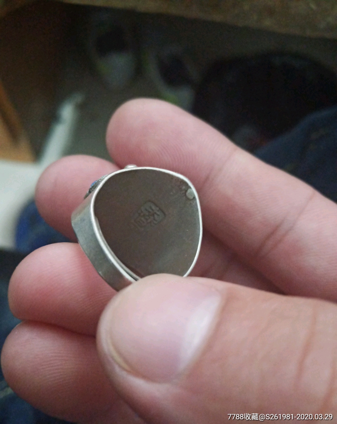 早期旧收藏清代翡翠戒指银托戒指老物件