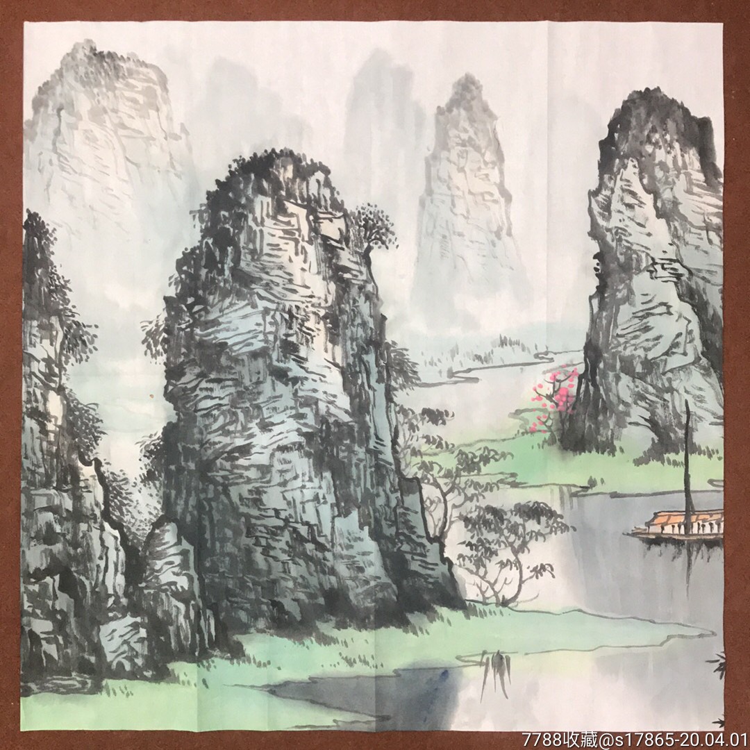 四尺斗方精品山水画,68*68厘米_山水国画原作_芹苇茎
