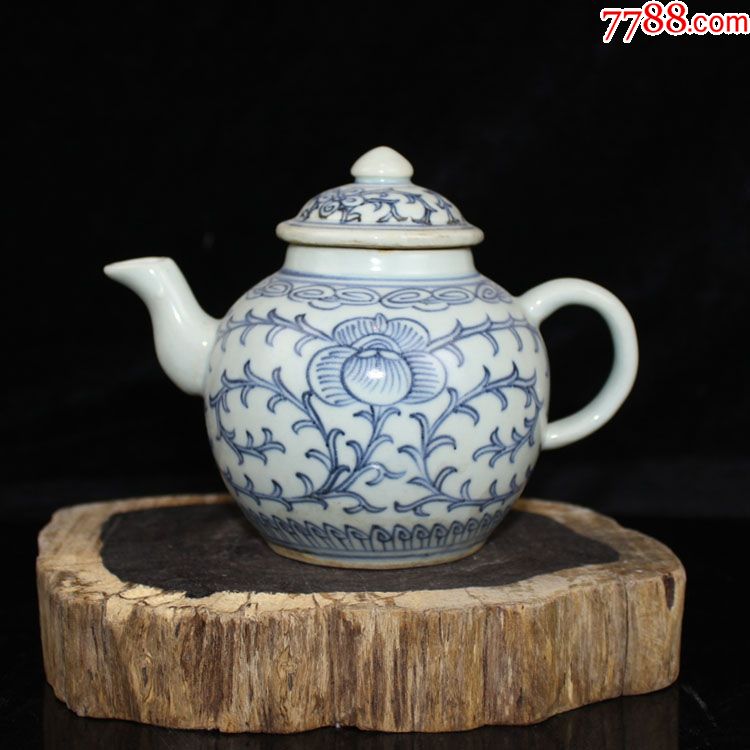 青花画缠枝茶壶-价格:300元-au22688219-青花瓷 -加价