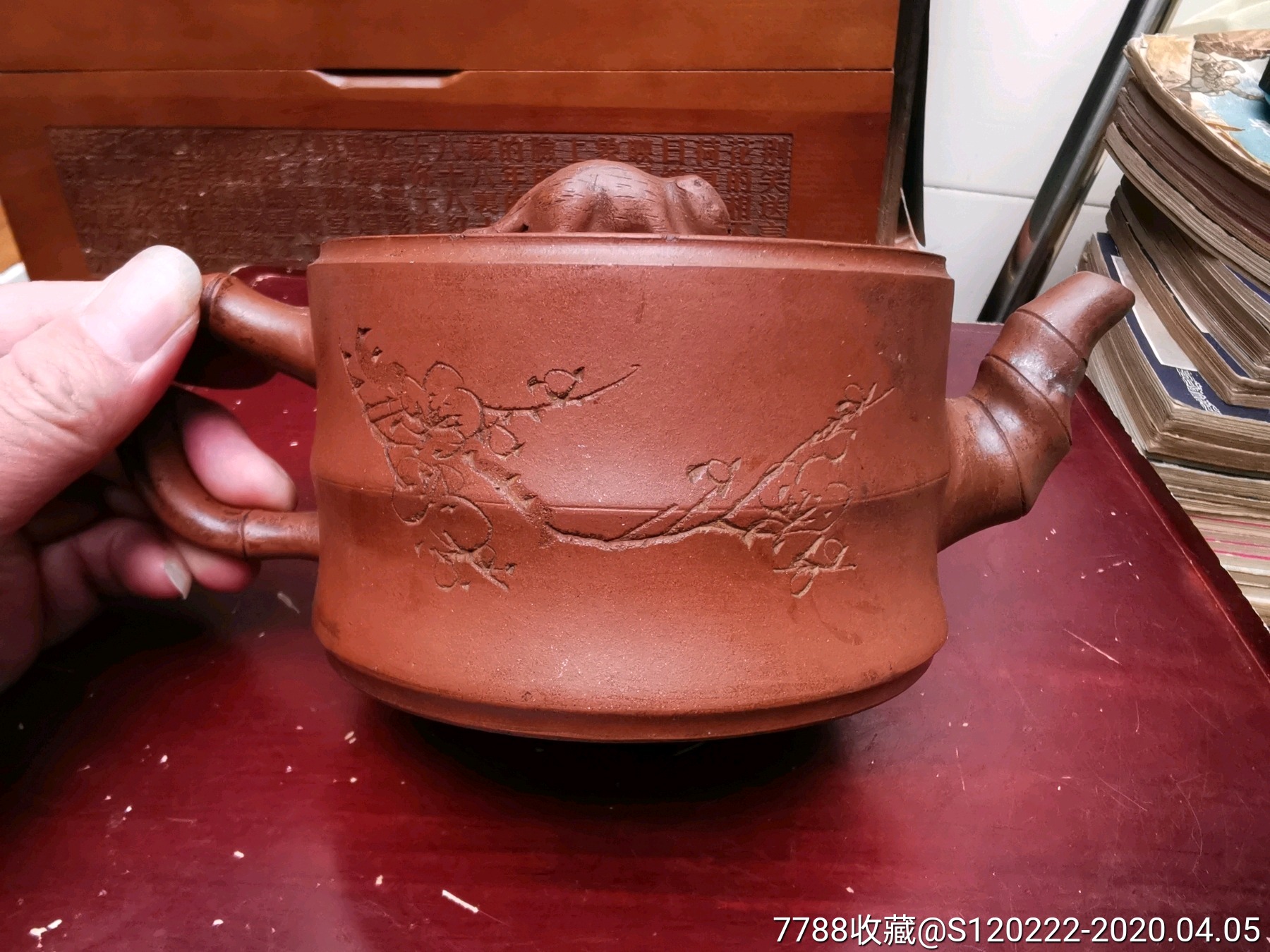 紫砂壶,小石刻.