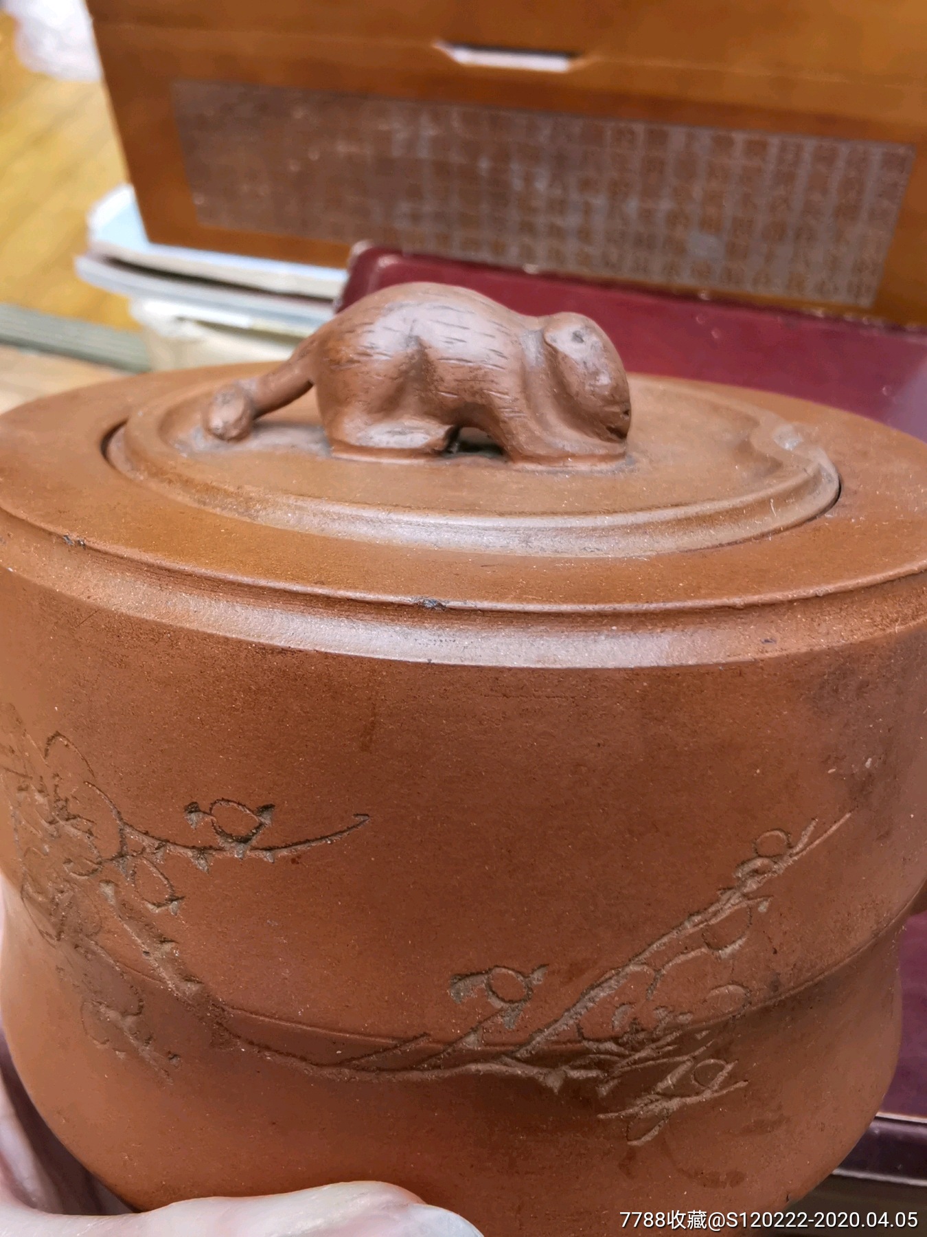 紫砂壶,小石刻.