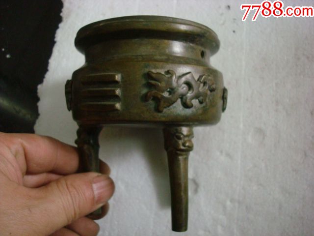 清代兽腿铜炉缺耳