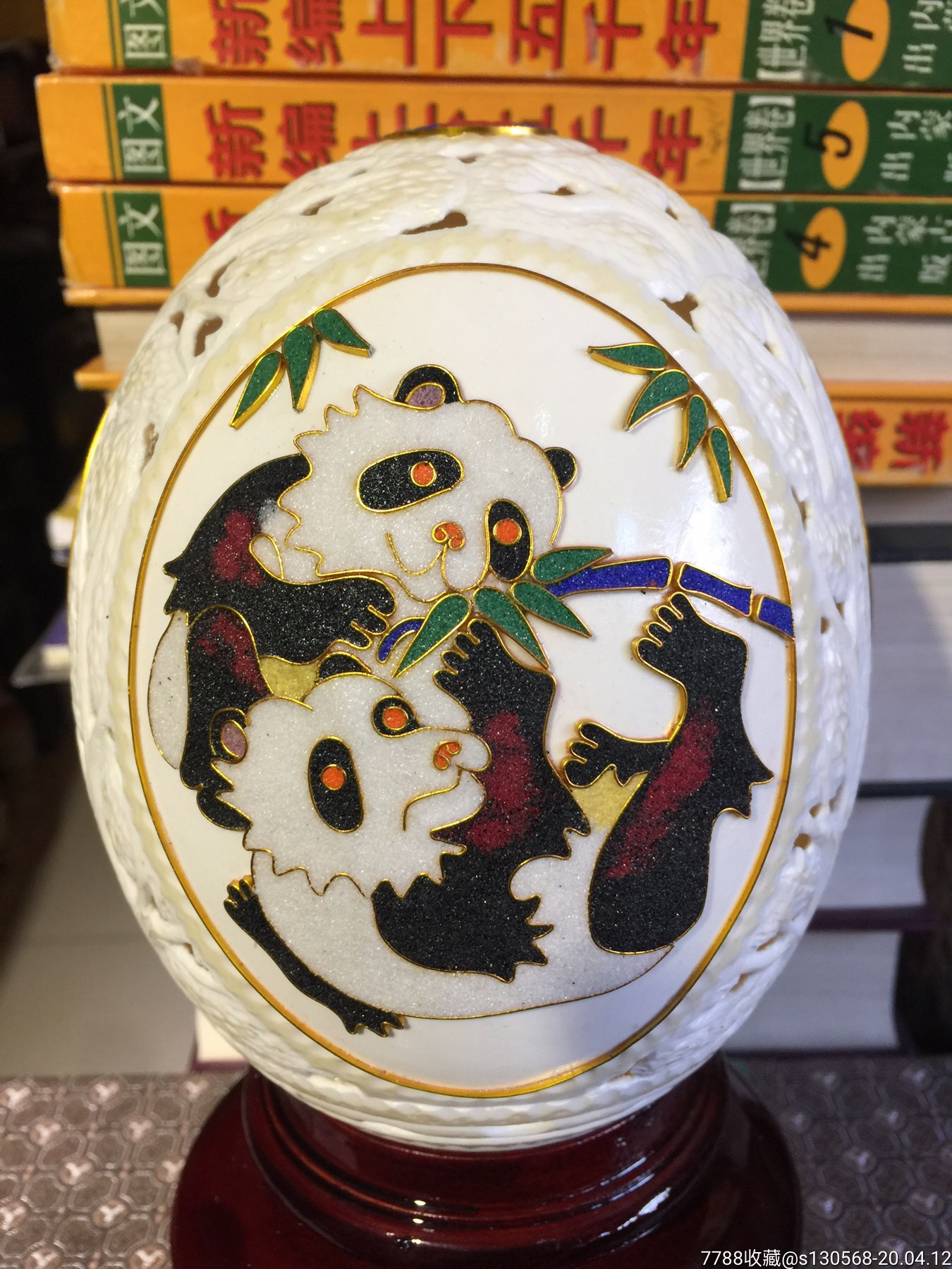 中国鸵鸟蛋工艺品——景泰蓝工艺鸵鸟蛋摆件