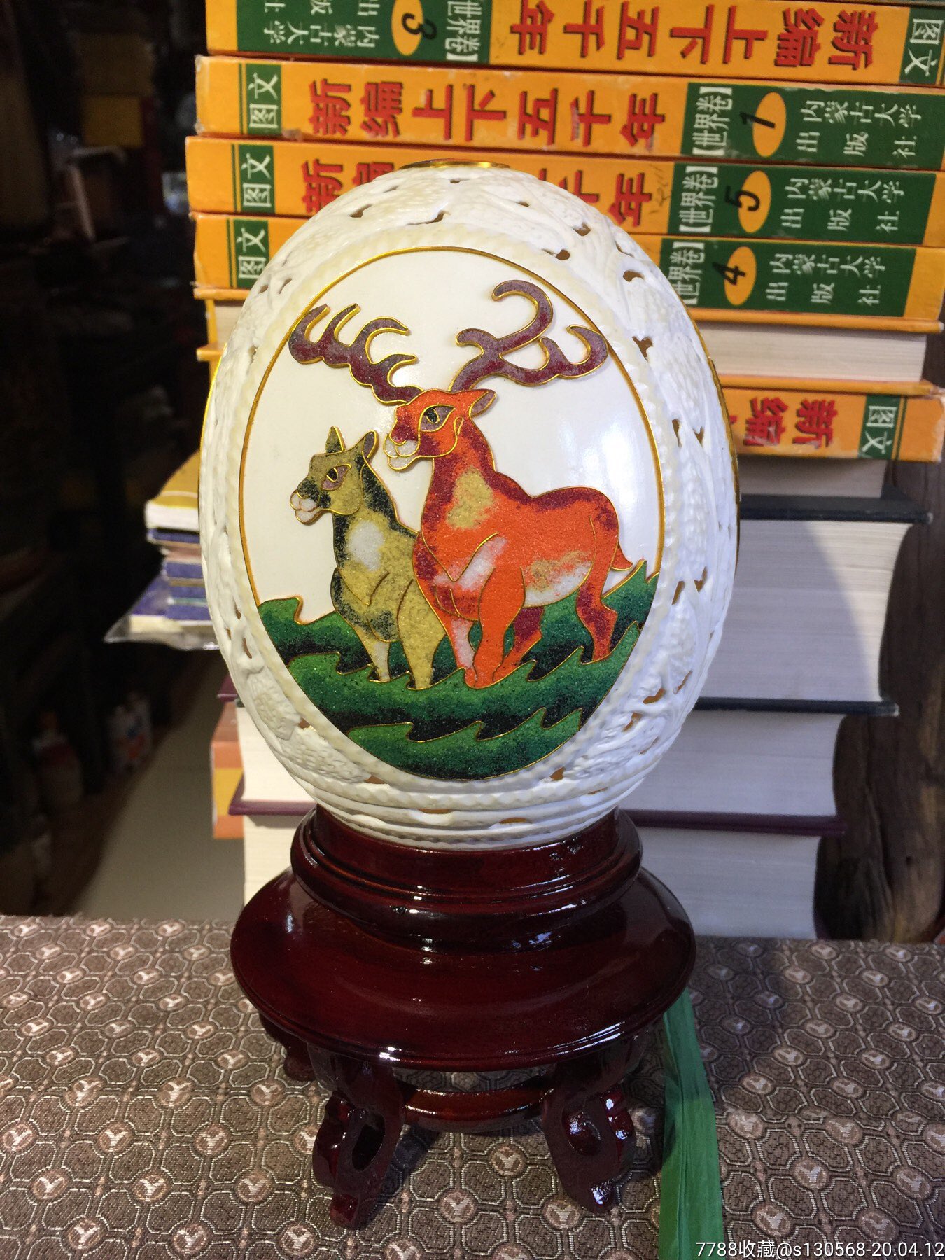 中国鸵鸟蛋工艺品——景泰蓝工艺鸵鸟蛋摆件