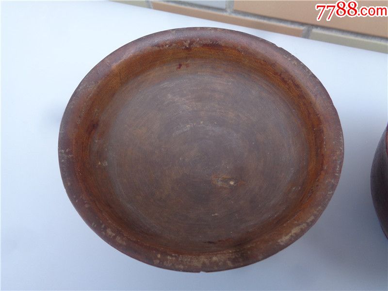 清代大漆老木碗2个