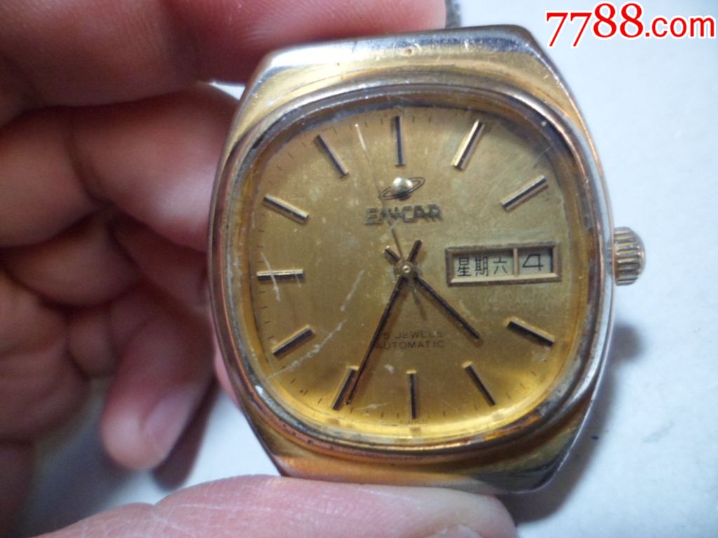 瑞士产;英纳格方壳双历自动男表,手表/腕表,机械,八十年代(20世纪)