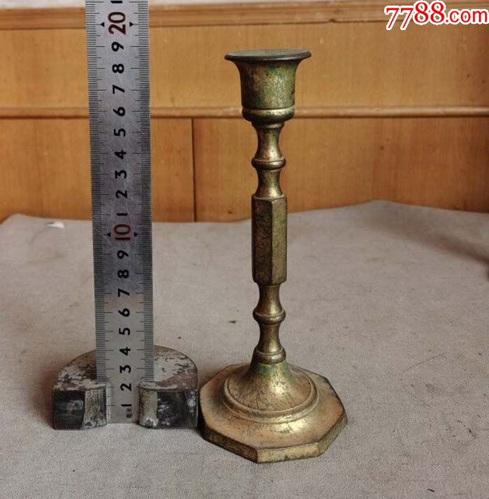鎏金铜蜡台_价格60元【千佛阁古董神像店】_第1张