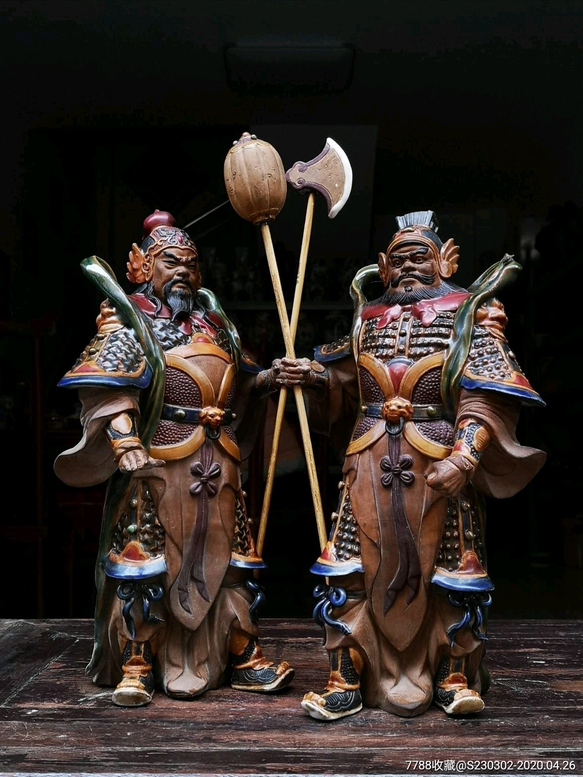 尉迟恭秦叔宝石湾陶瓷关公工艺品家居装饰摆件礼物展柜摆设