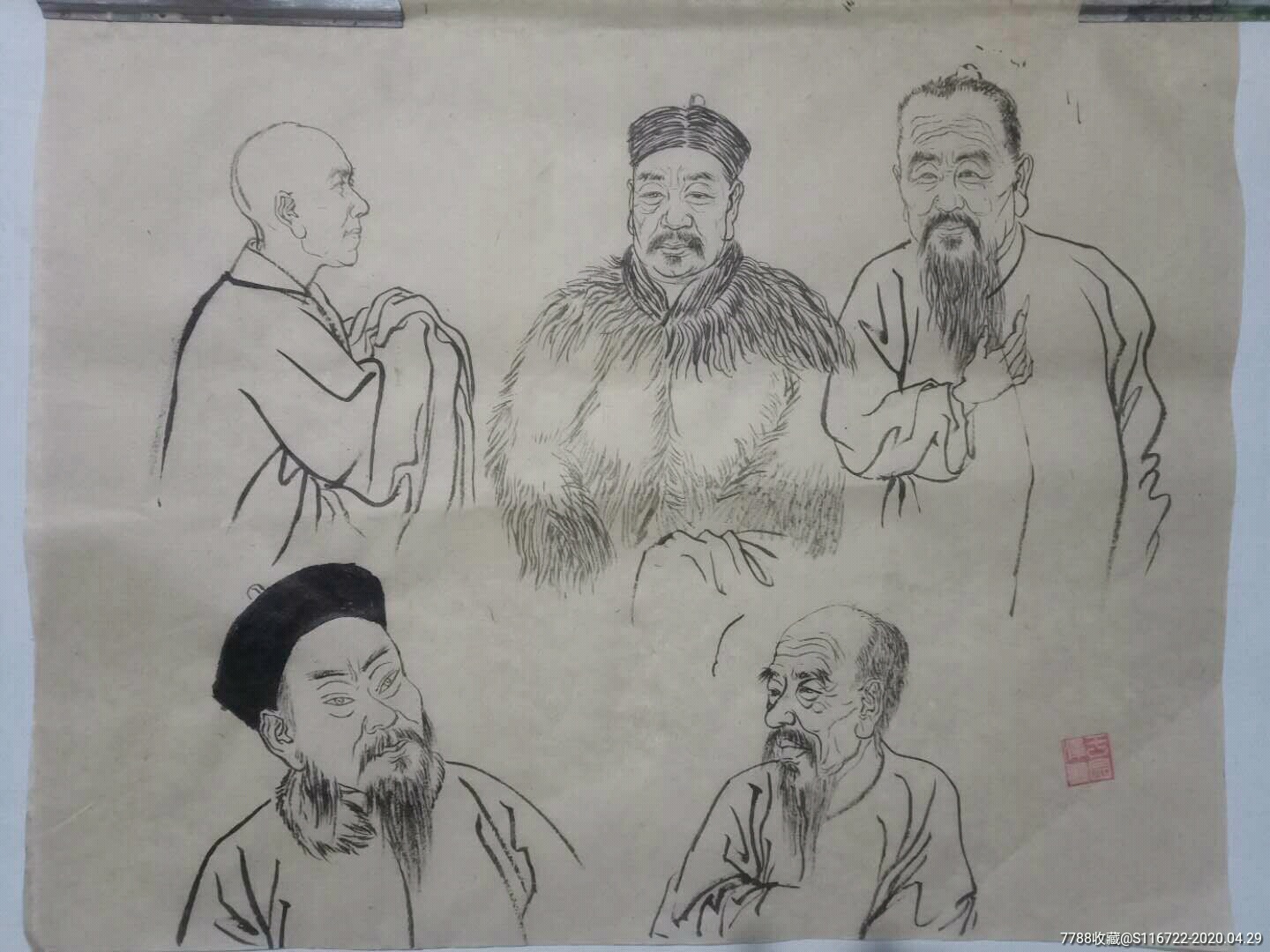 4开,古代人物国画线描