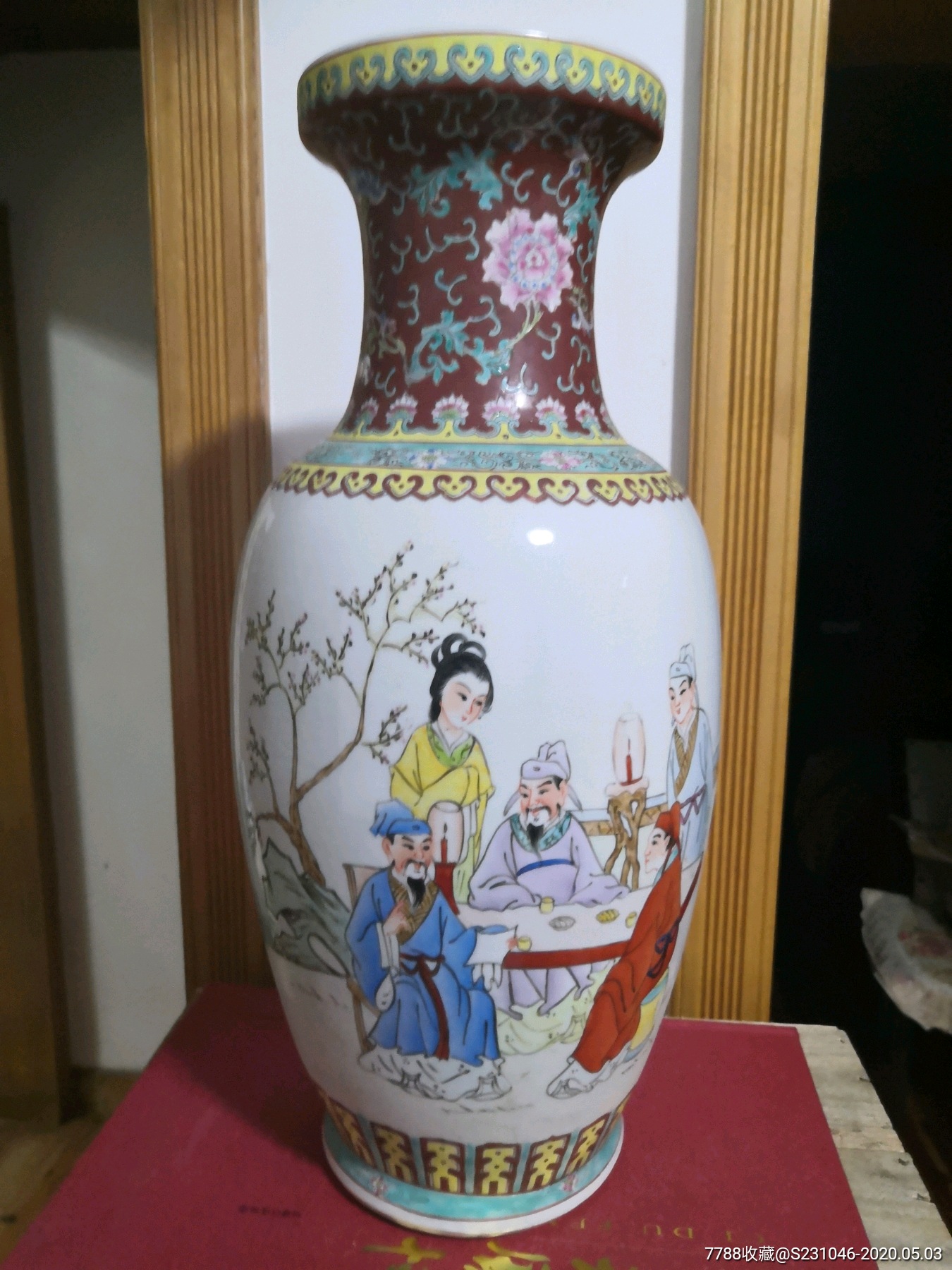 50年代景德镇艺术瓷厂手绘粉彩故事花瓶