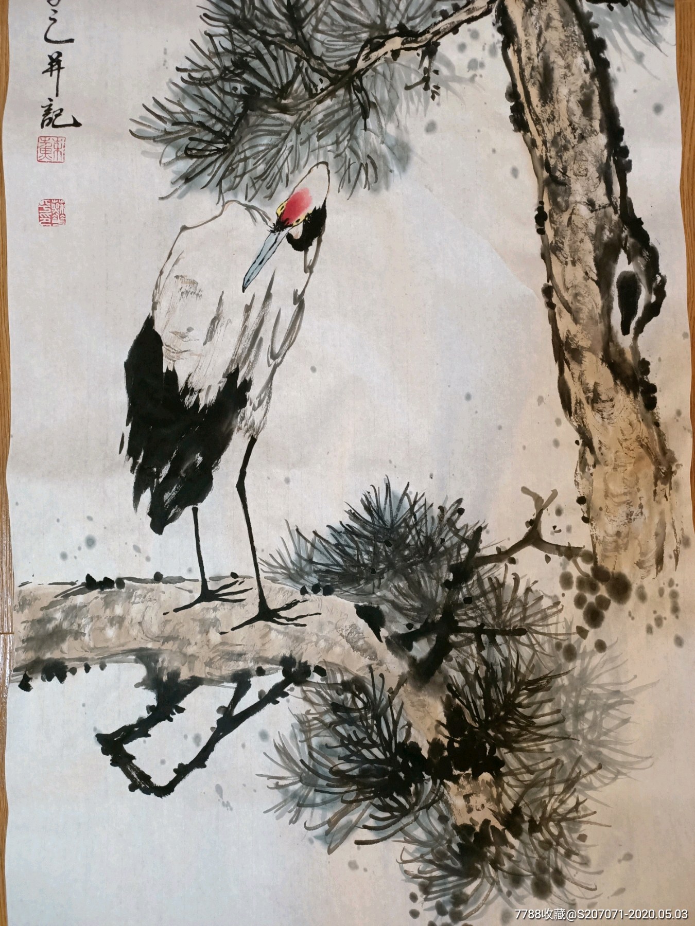 松鹤常青三尺100×50-花鸟国画原作-7788收藏__收藏