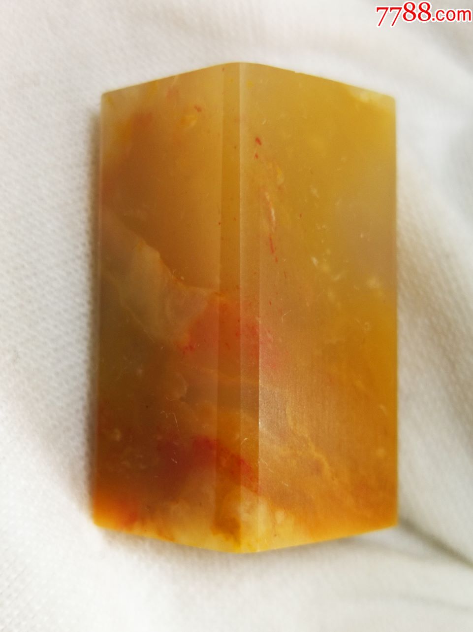 巴林鸡血石黄冻6面平印章料14.7g(色味不错!)