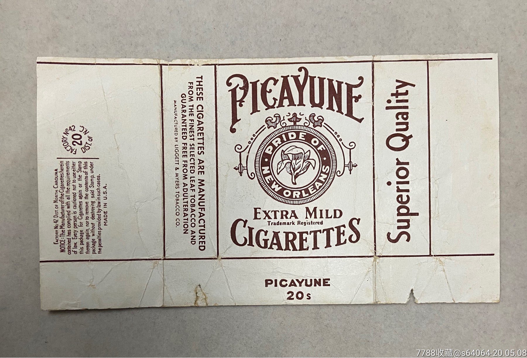 美国制造的老香烟盒