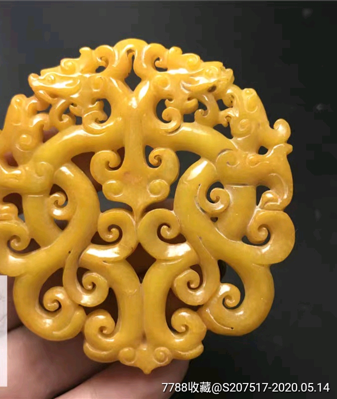 高古玉古玩玉器代古董玉黄龙玉璧把件吊坠杂项