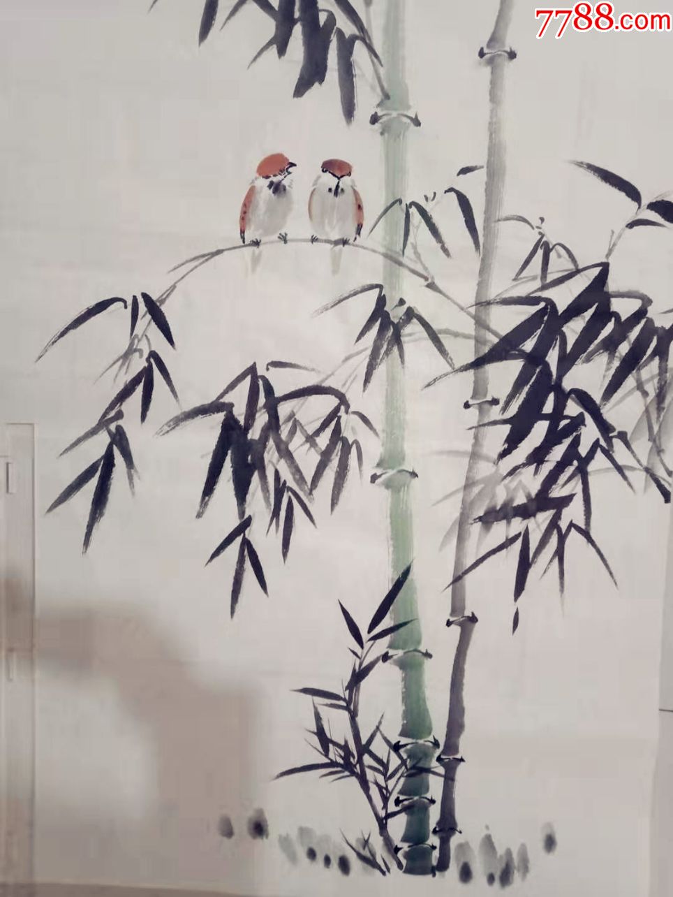 三尺国画竹子麻雀一一祝报平安