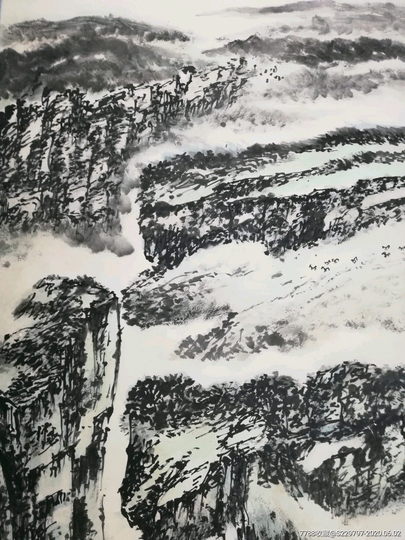 胡有民山水画山东潍坊名人字画老画古董文玩古玩卷轴