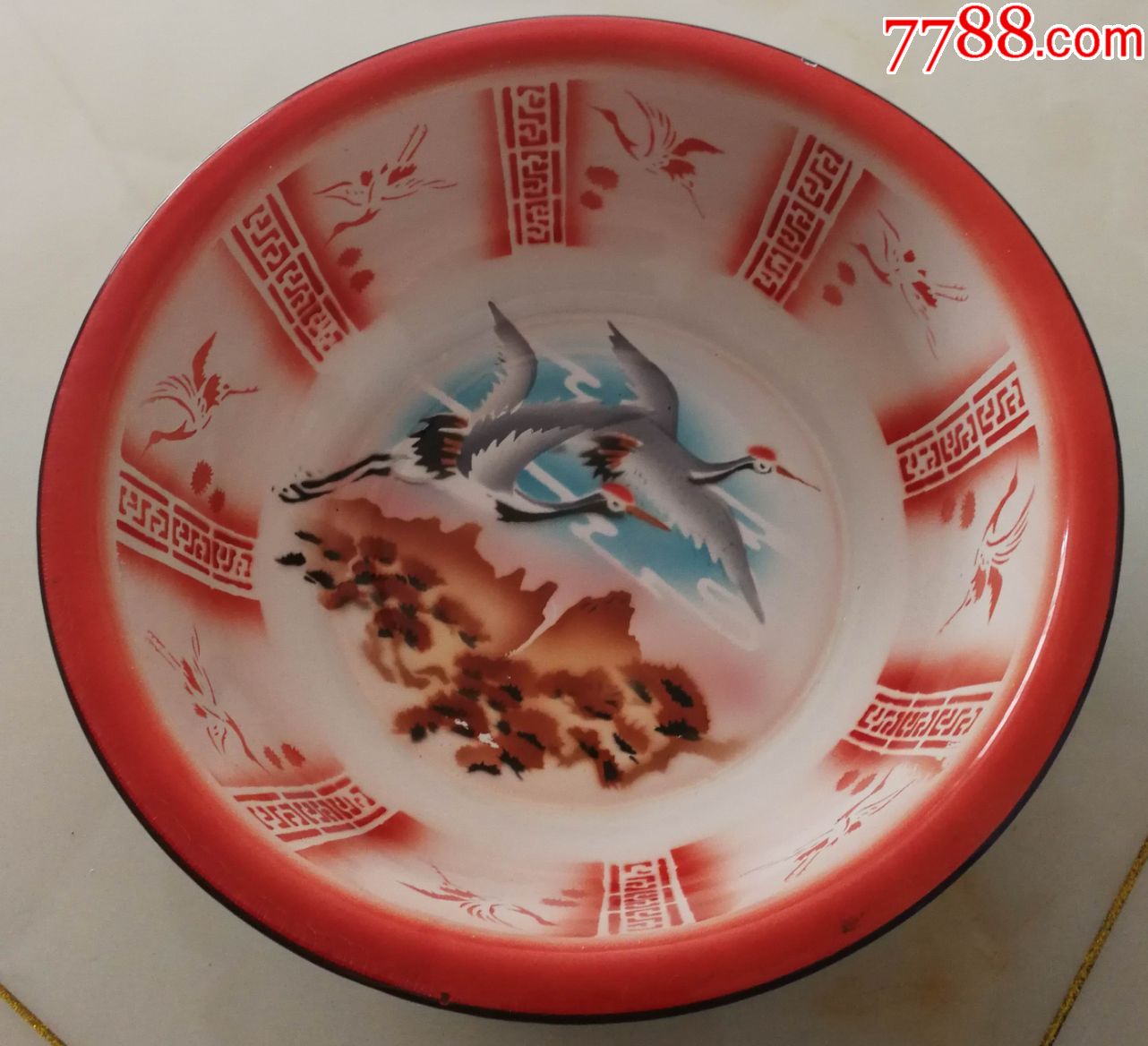 立鹤牌搪瓷盆山东济南搪瓷厂制