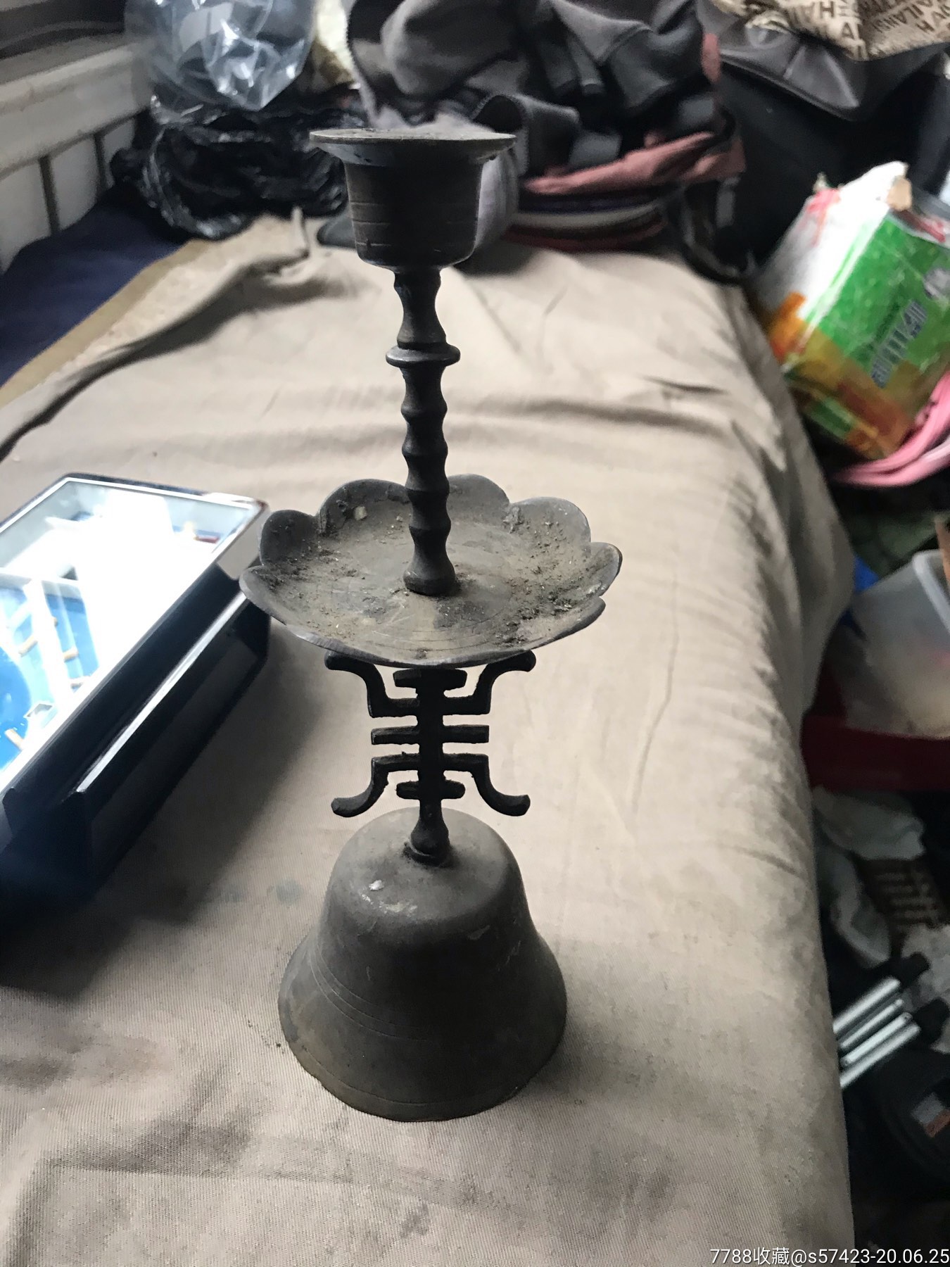 寿字民国全铜蜡台