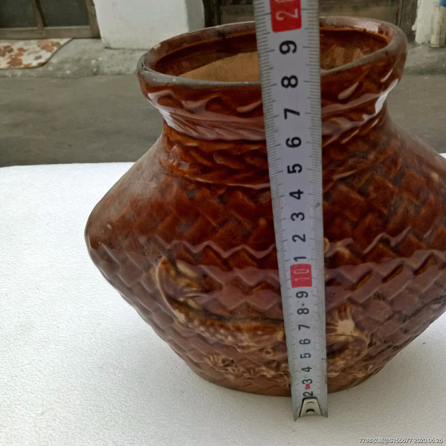 富贵黄釉鱼篓尊,无磕碰